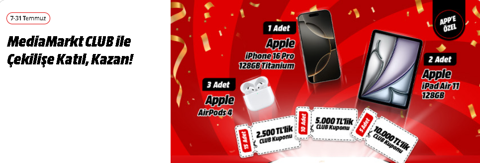 MediaMarkt Temmuz 2025 Telefon Ve Tablet Çekilişi