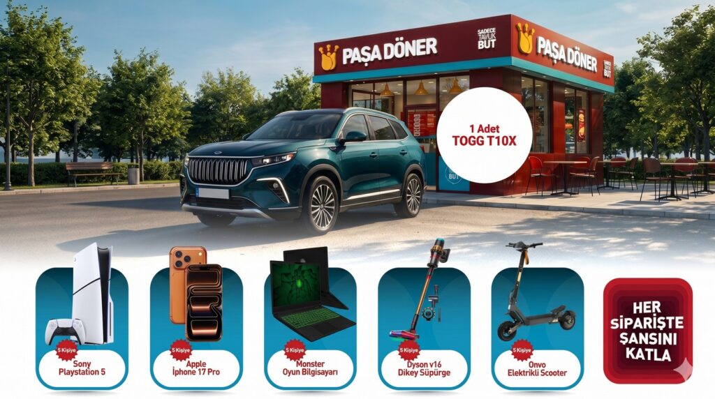 Paşa Döner TOGG T10X iPhone 17 Pro Ve PS5 Çekilişi 2026