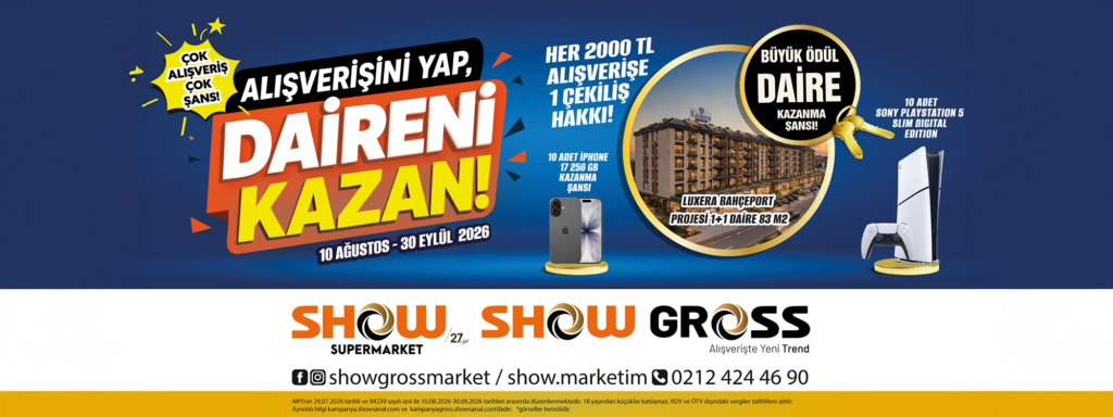 Show Market Çekilişi 2026 Daire, iPhone 17 Ve PlayStation 5 Kazanma Şansı